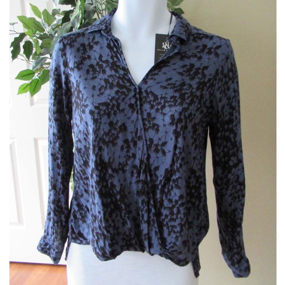 Rock & Republic Drape Front Shirt animal print